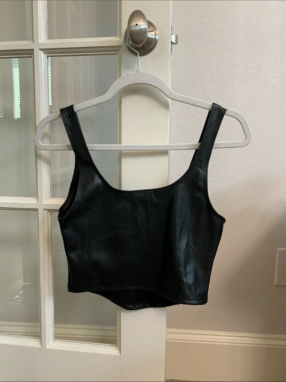 Altar'd State Black Faux Leather Scoop Crop Tank - Picture 3 of 3